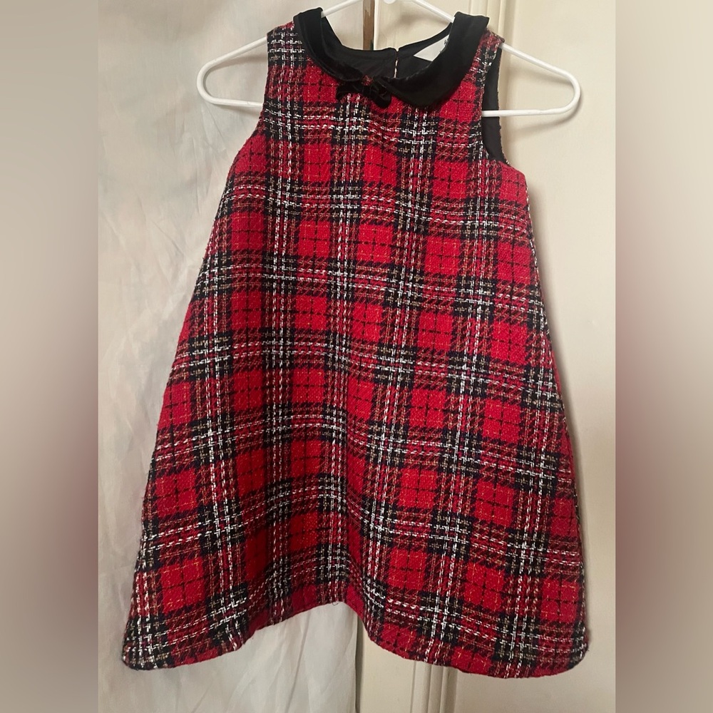 H&M Girls Red and Black Plaid Dress with collar US 7